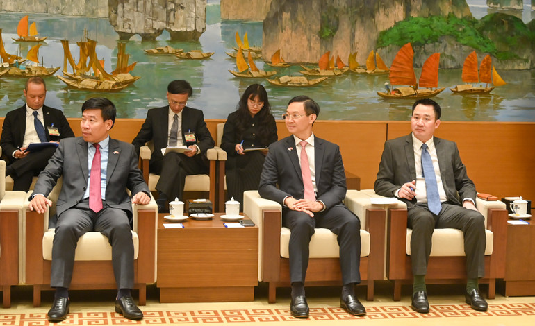 Các đại biểu Việt Nam tham dự buổi hội kiến. (Ảnh Duy Linh)