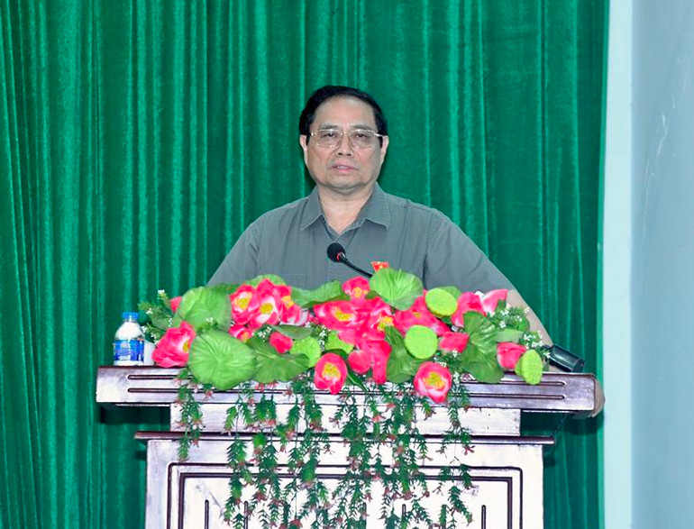 Thủ tướng Phạm Minh Chính phát biểu ý kiến tại hội nghị tiếp xúc cử tri quận Ô Môn, thành phố Cần Thơ trước Kỳ họp thứ 7, Quốc hội khóa XV.