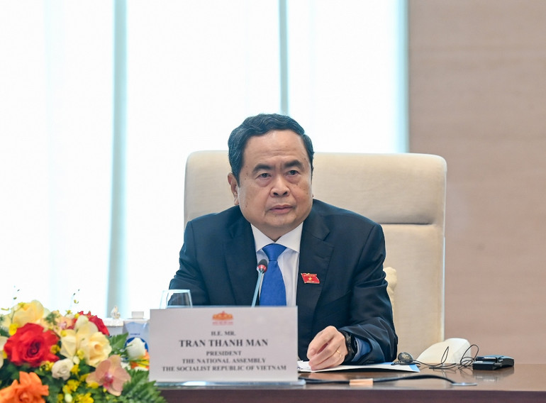 Chủ tịch Quốc hội Trần Thanh Mẫn phát biểu tại cuộc tiếp.