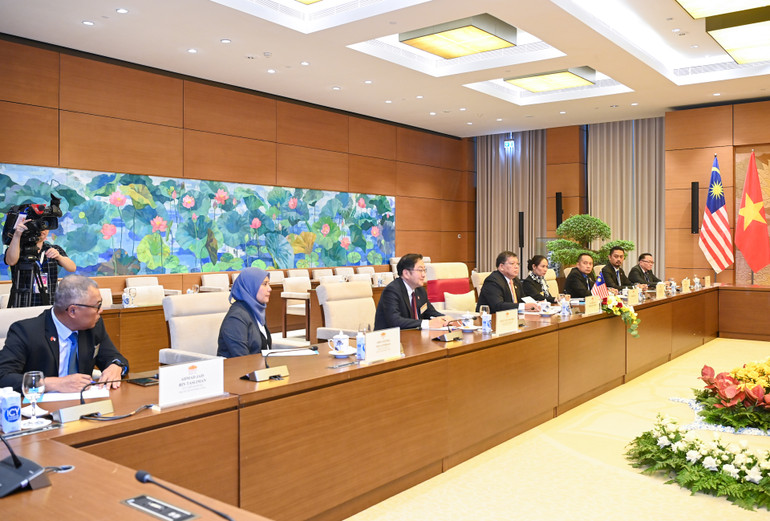 Chủ tịch Hạ viện Malaysia Tan Sri Dato’ Johari Bin Abdul phát biểu tại buổi hội đàm. (Ảnh: Duy Linh)