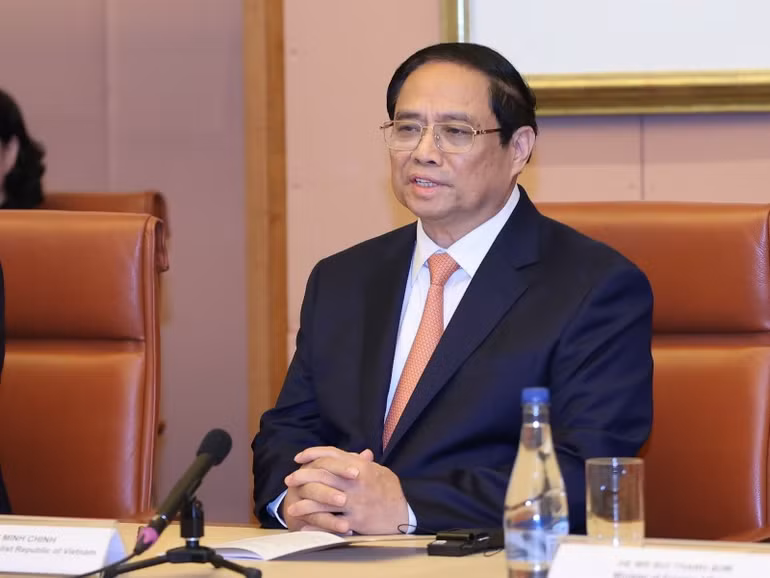 Thủ tướng Chính phủ Phạm Minh Chính phát biểu tại cuộc hội đàm.