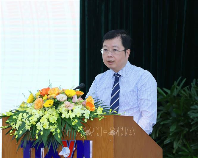 Đồng chí Nguyễn Thanh Lâm, Thứ trưởng Thông tin và Truyền thông phát biểu tại hội nghị. Ảnh: Phương Hoa/TTXVN