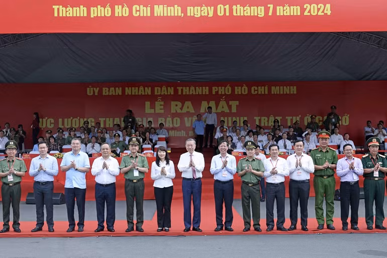 Chủ tịch nước Tô Lâm và các đại biểu tham dự buổi lễ. Ảnh: Nhan Sáng-TTXVN