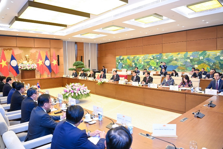 Quang cảnh buổi hội kiến tại Nhà Quốc hội. (Ảnh: DUY LINH)