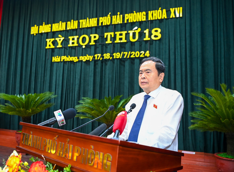 Chủ tịch Quốc hội Trần Thanh Mẫn phát biểu chỉ đạo tại kỳ họp.