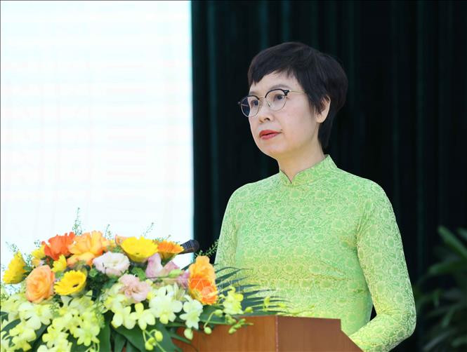Đồng chí Vũ Việt Trang, Tổng Giám đốc Thông tấn xã Việt Nam phát biểu chào mừng. Ảnh: Phương Hoa/TTXVN