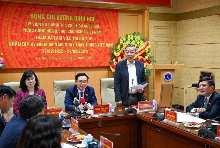 Bộ trưởng Công an Tô Lâm phát biểu tại cuộc làm việc.