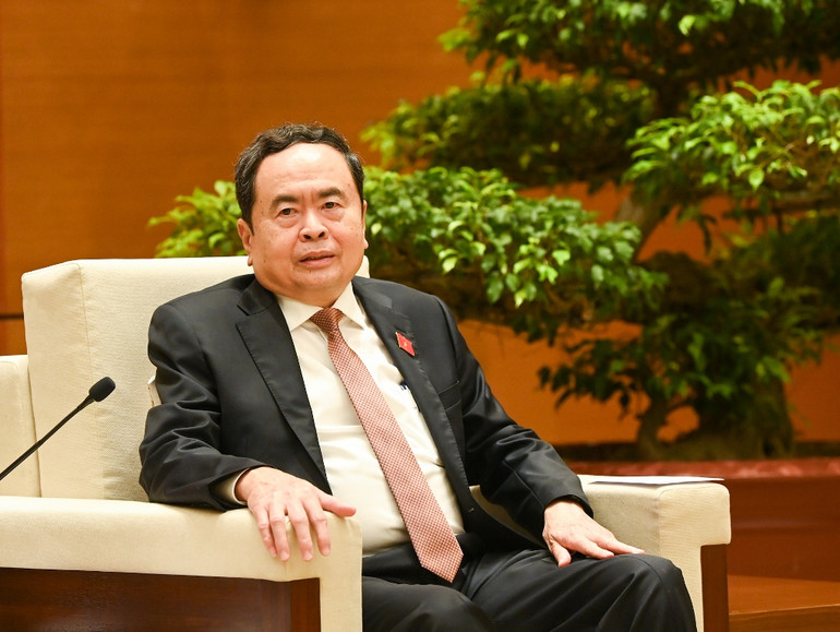 Chủ tịch Quốc hội Trần Thanh Mẫn phát biểu tại cuộc tiếp.