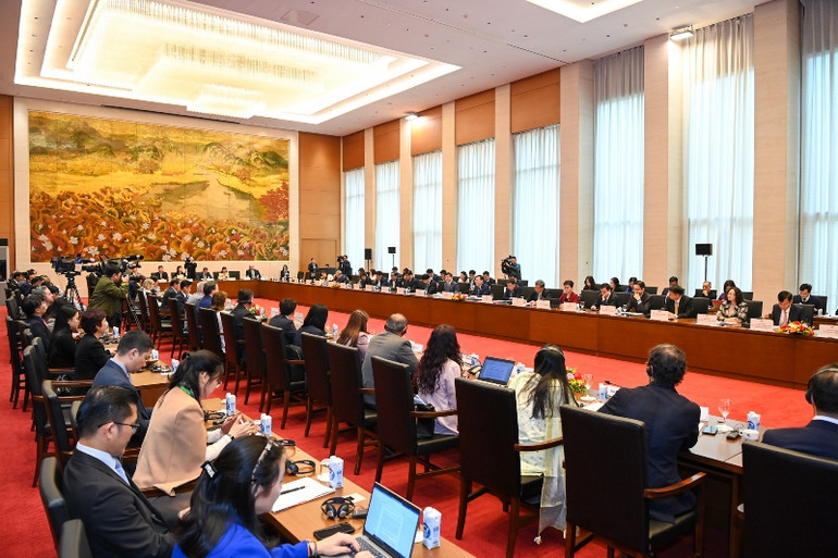 Quang cảnh cuộc làm việc tại Nhà Quốc hội. (Ảnh: DUY LINH)