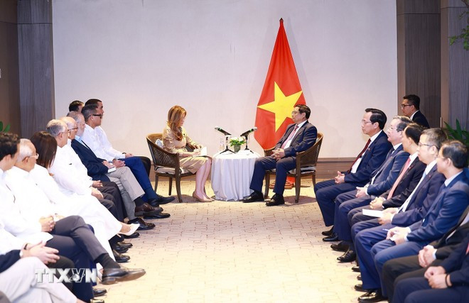 Thủ tướng Phạm Minh Chính tiếp bà Carolina Mejía, Tổng Bí thư Đảng Cách mạng Hiện đại (PRM) Cộng hòa Dominica. (Ảnh: Dương Giang/TTXVN) Thủ tướng Phạm Minh Chính tiếp bà Carolina Mejía, Tổng Bí thư Đảng Cách mạng Hiện đại (PRM) Cộng hòa Dominica. (Ảnh: Dương Giang/TTXVN)