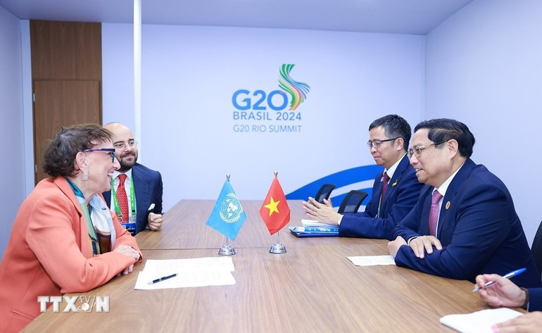 Thủ tướng Phạm Minh Chính gặp bà Rebeca Grynspan, Tổng Thư ký Hội nghị Liên hợp quốc về Thương mại và Phát triển (UNCTAD). Thủ tướng Phạm Minh Chính gặp bà Rebeca Grynspan, Tổng Thư ký Hội nghị Liên hợp quốc về Thương mại và Phát triển (UNCTAD).