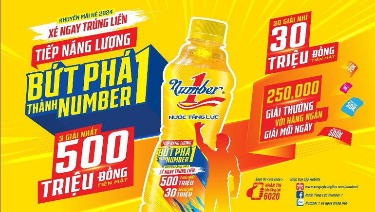 Chương trình “Xé ngay trúng liền 2024 - Number 1” – “Tiếp năng lượng, bứt phá thành Number 1” bắt đầu từ 00:00 ngày 20/5/2024 đến 23:59 ngày 18/7/2024. Chương trình “Xé ngay trúng liền 2024 - Number 1” – “Tiếp năng lượng, bứt phá thành Number 1” bắt đầu từ 00:00 ngày 20/5/2024 đến 23:59 ngày 18/7/2024.
