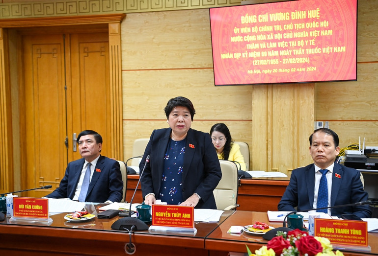 Chủ nhiệm Ủy ban Xã hội Nguyễn Thúy Anh phát biểu tại cuộc làm việc.