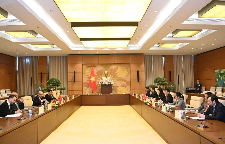 Quang cảnh cuộc hội đàm tại Nhà Quốc hội. (Ảnh Duy Linh)