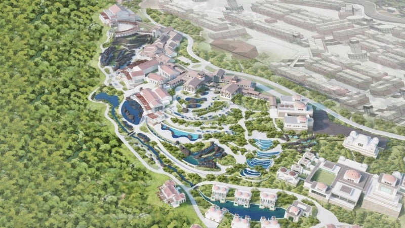 Công viên suối khoáng nóng nằm trong tổ hợp dự án của Sun Group vừa được khởi công tại Kim Bôi, Phú Thọ. 