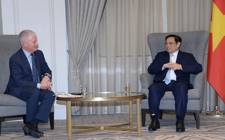 Thủ tướng Phạm Minh Chính tiếp ông Charles Kaye, Tổng Giám đốc điều hành Quỹ Warburg Pincus. Thủ tướng Phạm Minh Chính tiếp một số tổ chức, doanh nghiệp Hoa Kỳ -0