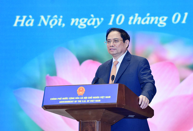 Thủ tướng Phạm Minh Chính và Thủ tướng Lào Phankham Viphavanh gặp gỡ doanh nghiệp hai nước -1