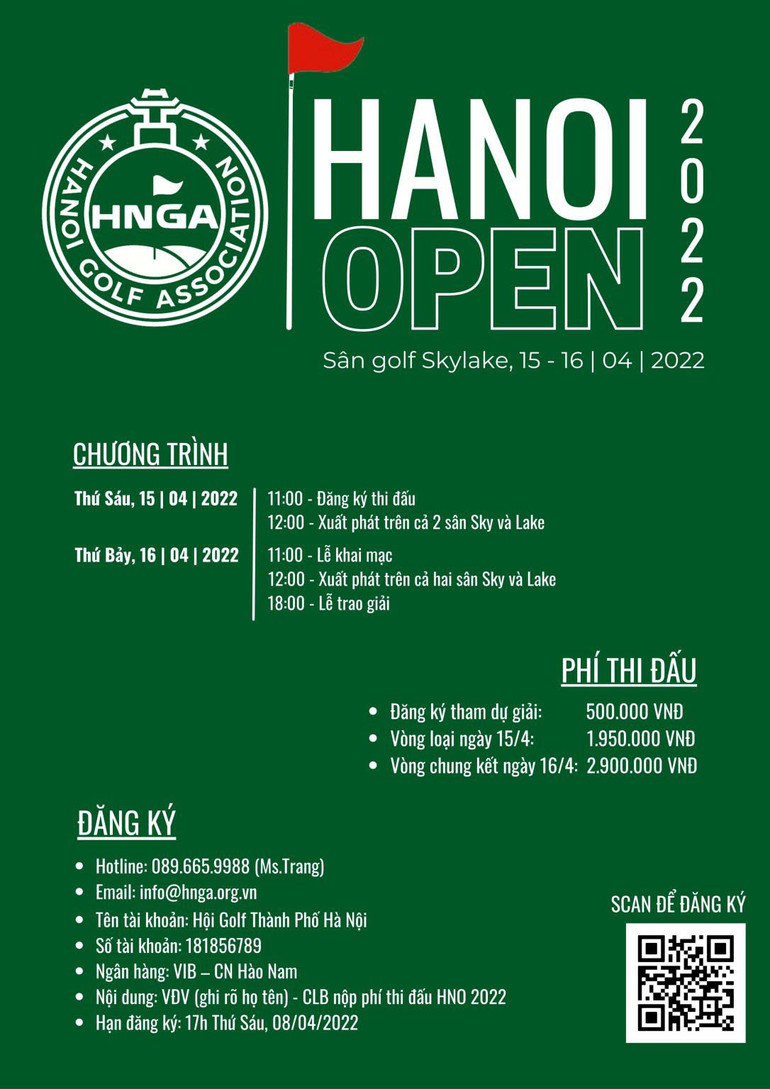 Các thông tin cần lưu ý về Hanoi Open - An Phát Holdings Cup 2022. Chính thức khởi tranh Giải golf vô địch Hà Nội mở rộng -0