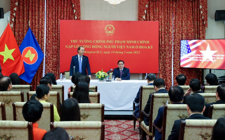 Thủ tướng Phạm Minh Chính tiếp đại diện cộng đồng người Việt ở khu Bờ Đông Hoa Kỳ. (Ảnh: Nhật Bắc) Làm tốt vai trò là cầu nối trong quan hệ giữa Việt Nam-Hoa Kỳ -0