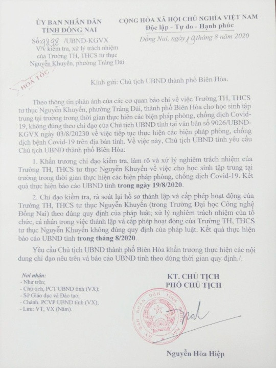 Văn bản hỏa tốc của Chủ tịch UBND tỉnh Đồng Nai. Anh_1-1597826715927.jpg