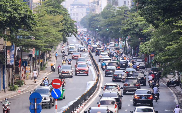 Khu vực đường Tây Sơn thời điểm 7 giờ 30 sáng. (Ảnh: Minh Sơn/Vietnam+) Giao thông ở Hà Nội nhộn nhịp trong ngày đầu dỡ bỏ 39 chốt kiểm soát -0
