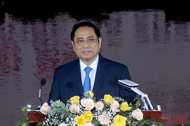 Thủ tướng Phạm Minh Chính phát biểu tại lễ khai mạc. Thủ tướng Phạm Minh Chính dự Lễ khai mạc Năm du lịch Quốc gia 2022 -0