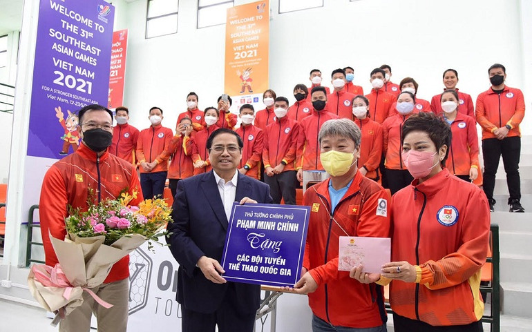 Thủ tướng Phạm Minh Chính thăm, động viên đoàn thể thao Việt Nam, kiểm tra công tác chuẩn bị SEA Games 31 -0