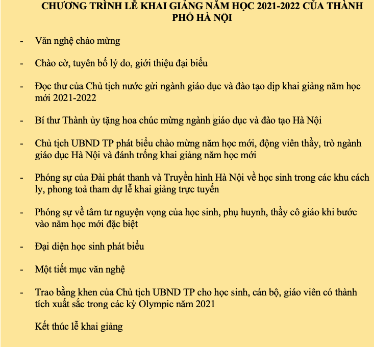 Chương trình lễ khai giảng năm học mới đặc biệt của học sinh Hà Nội -0