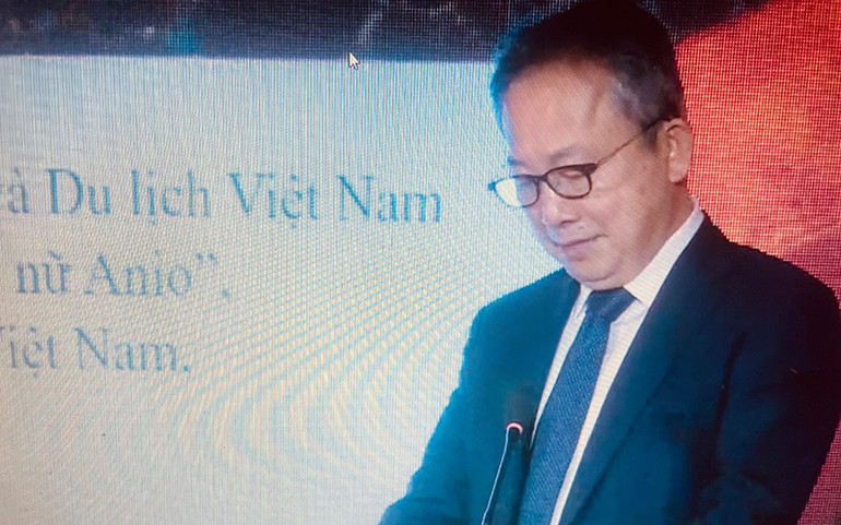 Đại sứ đặc mệnh toàn quyền Nhật Bản tại Việt Nam Yamada Takio phát biểu tại buổi họp báo. Công bố dự án opera Công nữ Anio -0