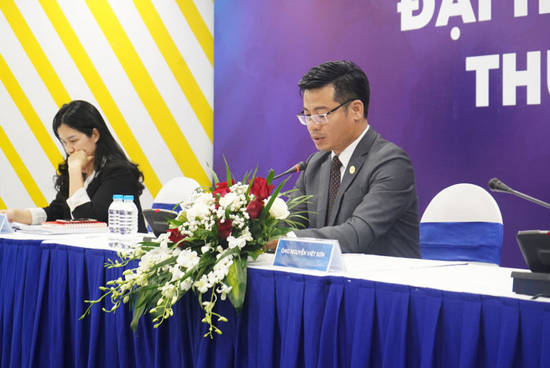 Phó Chủ tịch HĐQT Nguyễn Việt Sơn phát biểu tại Đại hội. TNS Holdings chốt trả cổ tức 2021 tỷ lệ 30% -0