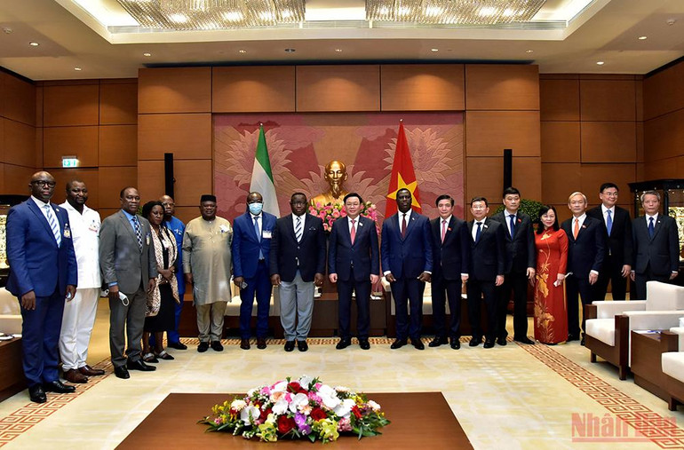 Chủ tịch Quốc hội Vương Đình Huệ tiếp Tổng thống nước Cộng hòa Sierra Leone -7