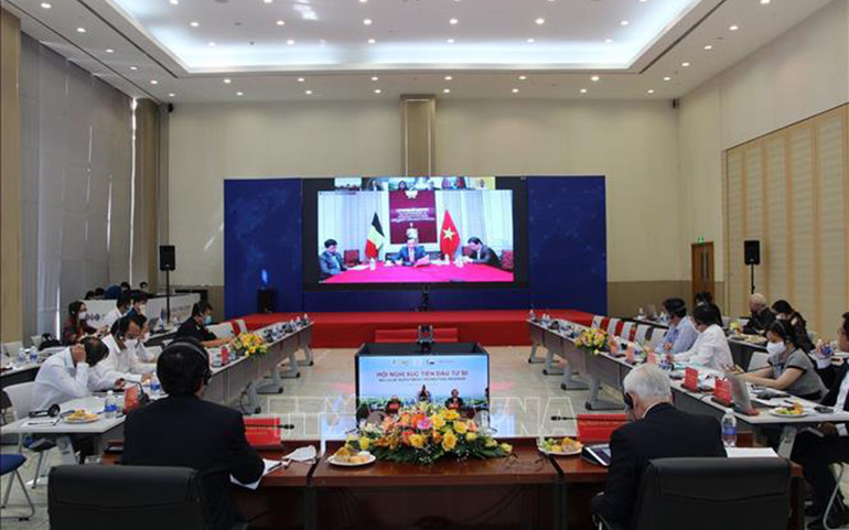 Quang cảnh Hội nghị tại điểm cầu Bình Dương. Ảnh: TTXVN Doanh nghiệp Bỉ quan tâm thị trường Việt Nam -0
