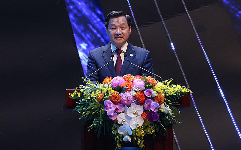Phó Thủ tướng Lê Minh Khái phát biểu ý kiến tại Đại hội. Cộng đồng Doanh nhân trẻ Việt Nam “Tiên phong đổi mới - Kiến tạo giá trị” -0