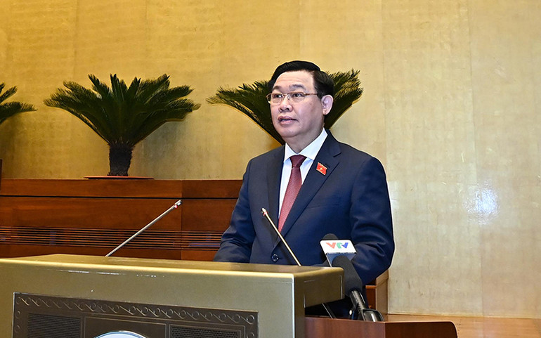 Chủ tịch Quốc hội Vương Đình Huệ phát biểu khai mạc Hội nghị. Tổng Bí thư Nguyễn Phú Trọng dự hội nghị đại biểu Quốc hội chuyên trách -0