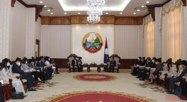 Bộ trưởng Ngoại giao Bùi Thanh Sơn chào xã giao lãnh đạo cấp cao Lào -0