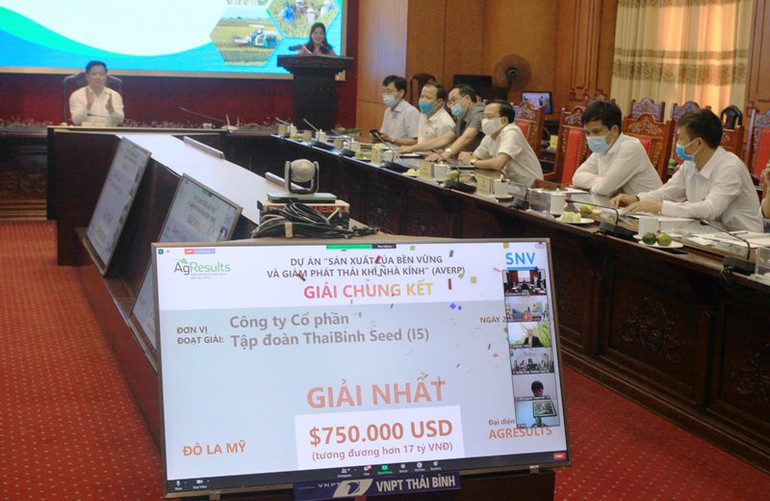 Tập đoàn ThaiBinh Seed đoạt Giải nhất và nhận số tiền thưởng 750 nghìn USD. Trao thưởng hơn 3 triệu USD cho các đơn vị tham gia sản xuất lúa bền vững -0