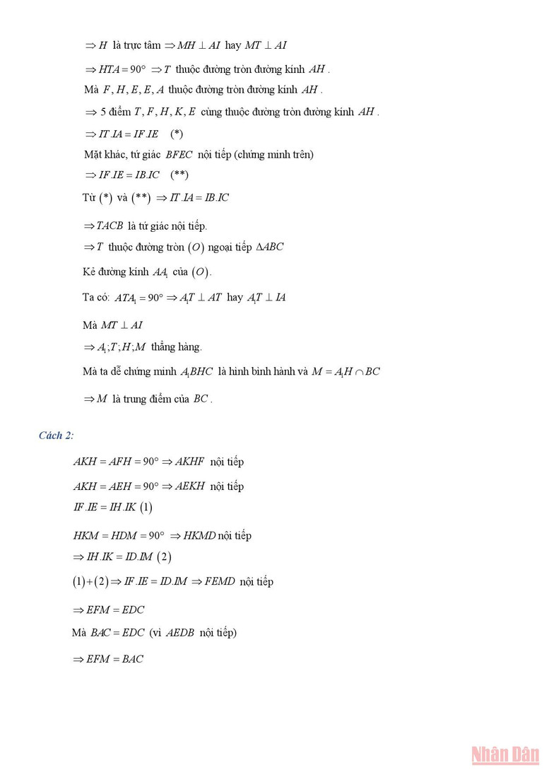 Gợi ý lời giải môn Toán chuyên thi lớp 10 của TP Hồ Chí Minh -7