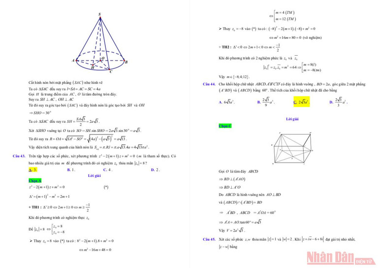 Đáp án gợi ý môn Toán Kỳ thi tốt nghiệp trung học phổ thông 2021 -7