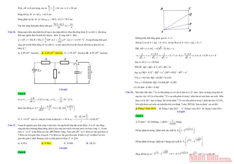 Gợi ý lời giải môn Vật lý thi tốt nghiệp trung học phổ thông 2021 -5