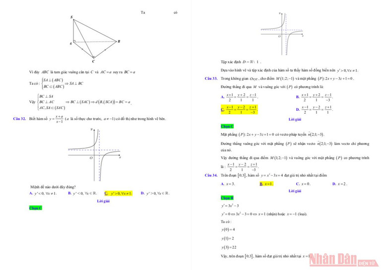 Đáp án gợi ý môn Toán Kỳ thi tốt nghiệp trung học phổ thông 2021 -4