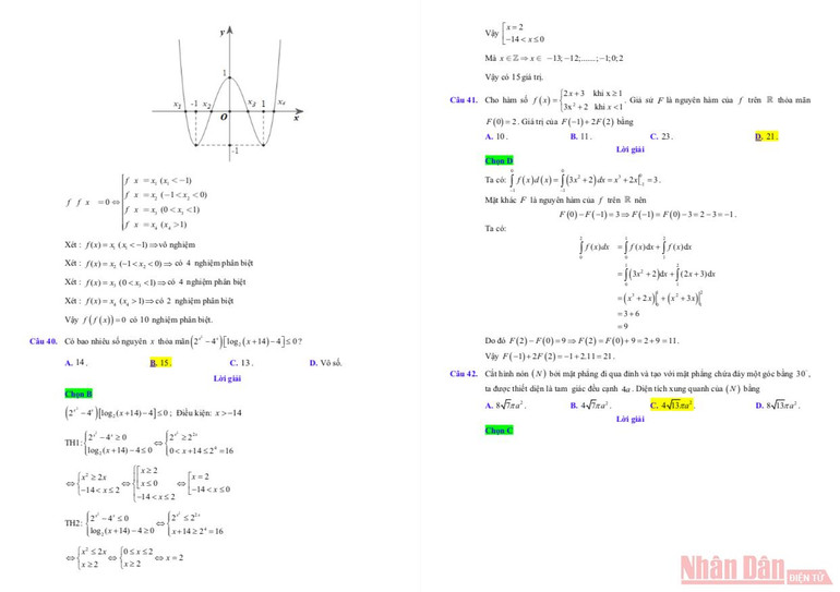 Đáp án gợi ý môn Toán Kỳ thi tốt nghiệp trung học phổ thông 2021 -6
