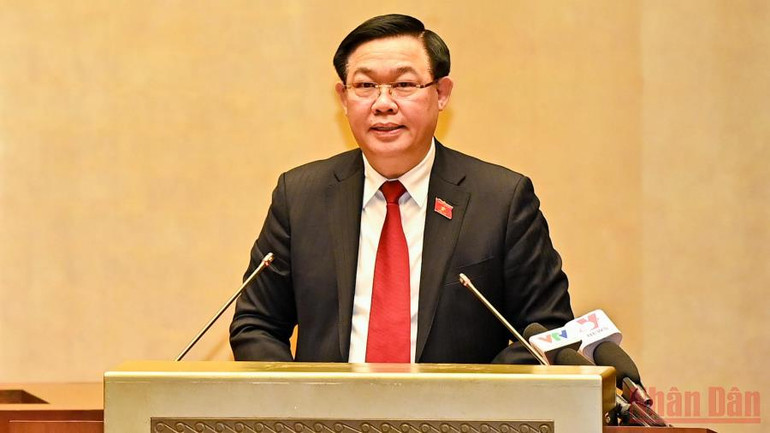 Chủ tịch Quốc hội Vương Đình Huệ phát biểu ý kiến tại hội nghị. Nâng cao chất lượng hoạt động của cơ quan quyền lực nhà nước ở địa phương -0