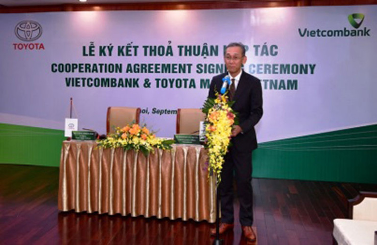 Tổng Giám đốc Toyota VN Hiroyuki Ueda phát biểu. Vietcombank và Toyota Motor Việt Nam ký kết Thỏa thuận Hợp tác -0