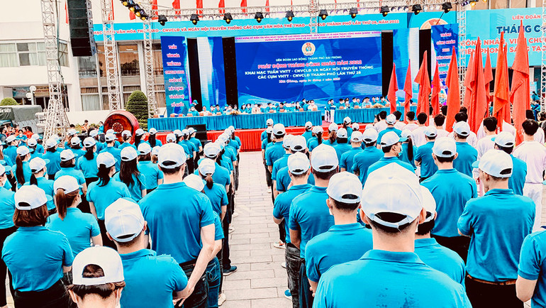 Phát động Tháng Công nhân năm 2022 tại Hải Phòng sáng 24/4. Hải Phòng phát động Tháng công nhân năm 2022 -0