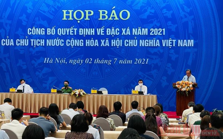 Quang cảnh họp báo công bố Quyết định về đặc xá năm 2021 của Chủ tịch nước. Nhiều đối tượng là người Việt Nam và nước ngoài sẽ được đặc xá trong dịp 2/9 -0