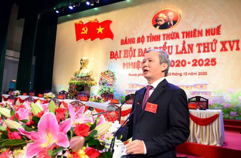 Đồng chí Lê Trường Lưu, Bí thư Tỉnh ủy phát biểu bế mạc Đại hội. Bế mạc Đại hội Đại biểu Đảng bộ tỉnh Thừa Thiên Huế lần thứ 16 -0