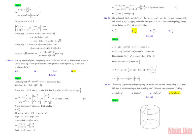 Gợi ý lời giải đề thi môn Toán thi tốt nghiệp trung học phổ thông đợt 2 -7