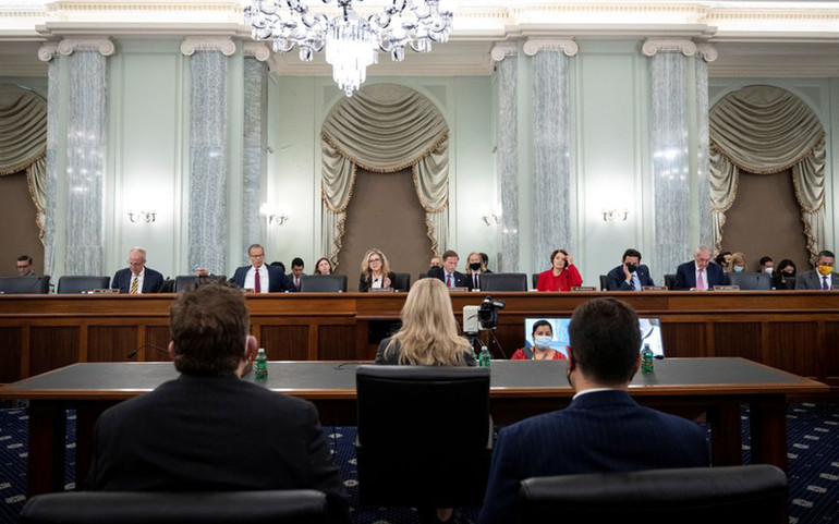 Phiên điều trần trước tại Thượng viện Mỹ. (Ảnh: Reuters) Facebook đối mặt những cáo buộc nghiêm trọng -0