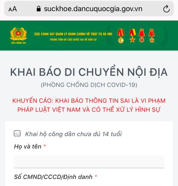 Bộ Công an ra mắt hệ thống kê khai Covid -0