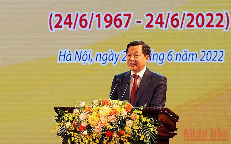 Phó Thủ tướng Lê Minh Khái phát biểu tại Lễ kỷ niệm. Kỷ niệm trọng thể 55 năm Ngày thiết lập quan hệ ngoại giao Việt Nam-Campuchia -0